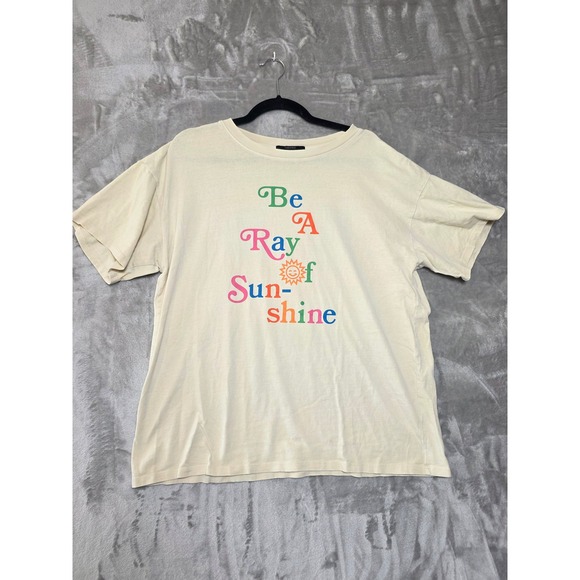 Forever 21 Tops - Forever 21 Womens Cream Be A Ray of Sunshine Graphic T-Shirt Large Retro Sun Tee